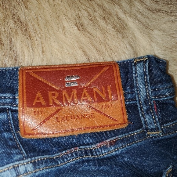 Armani Jeans Mens 32x32(meas 32x32) Blue Denim Jeans Paint Splatter Ripped - Picture 13 of 16